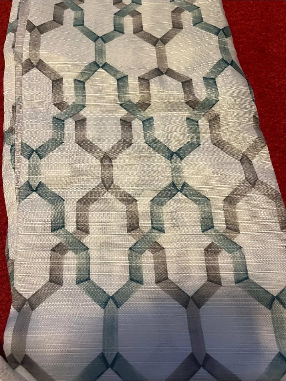Geometric Pattern Curtain Panel in Teal and Gray